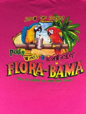 Flora-Bama T-Shirt Adult Unisex Size Large Pink 100% Cotton